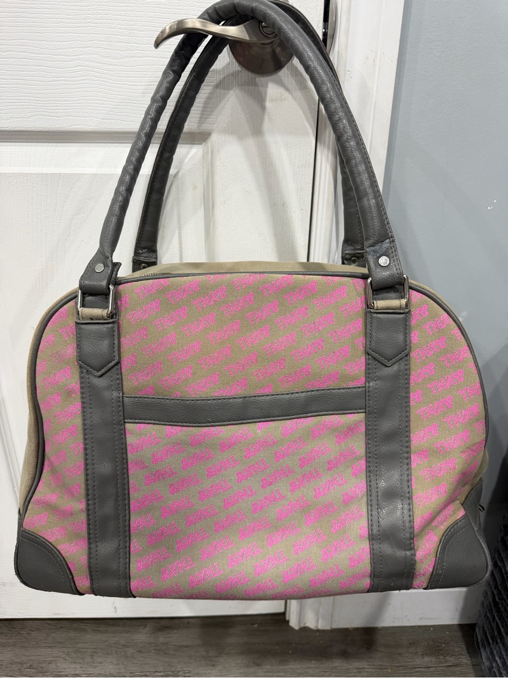 Rare TNA Aritzia Pink Monogram Duffle Weekender Travel Bag Y2K